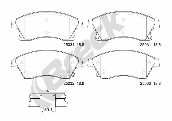 Set placute frana,frana disc 25031 00 701 00 BRECK